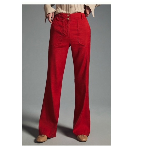 Anthropologie Naomi Linen Wide Leg Flare Pants. - Picture 6 of 10